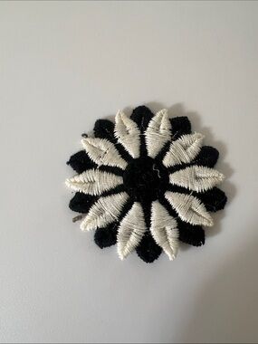 Black & Cream Floral Embroidered Patch